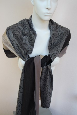 Stola Damen in grau & braun aus Seide