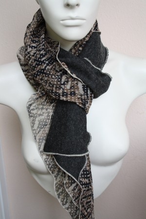 Schal Damen in grau & braun aus Wolle