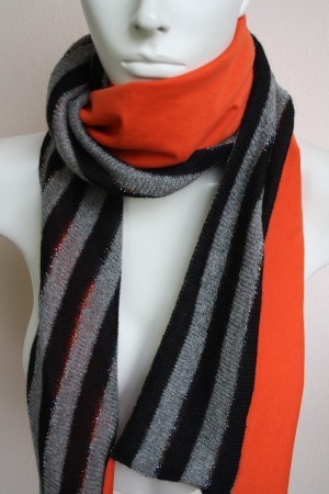 Schal Damen in grau & orange aus Wolle